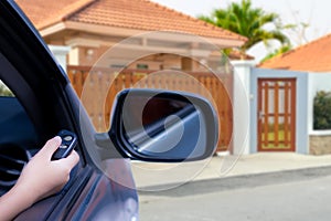 Auto door, automatic gate, garage, home security system concept. photo