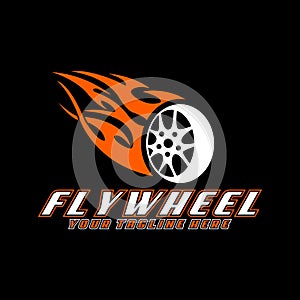 auto flywheel sport racing logo design vector