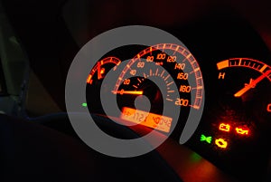 Auto gauges illuminated