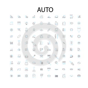 auto icons, signs, outline symbols, concept linear illustration line collection