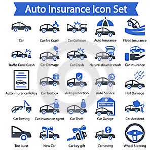 Auto insurance Icon Set