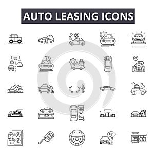 Auto leasing line icons, signs, vector set, outline illustration concept