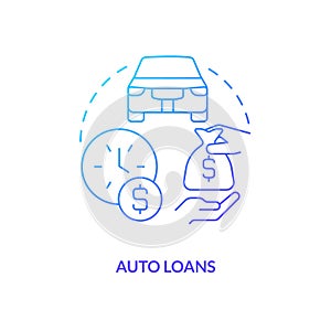 Auto loans blue gradient concept icon