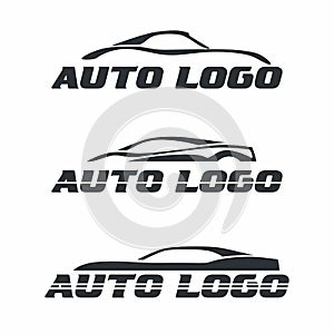 Auto logo options. Modern car silhouette