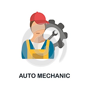 Auto Mechanic flat icon. Color simple element from car servise collection. Creative Auto Mechanic icon for web design, templates,