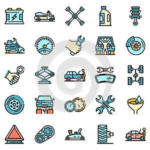 Auto mechanic icons set vector flat