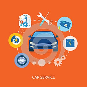 Auto mechanic service flat icons of maintenance