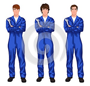 Auto mechanic worker set