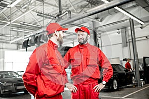 Auto mechanics at the car service photo