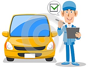 Auto mechanics and cars to fill out checkmarks