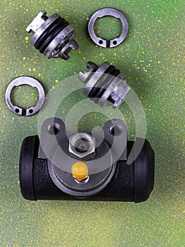 Auto parts components for the repair of components and assemblies of the car on a colored background.++ photo