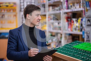 Auto parts store. The seller receives the goods.