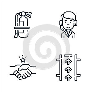 auto racing line icons. linear set. quality vector line set such as pit stop, shake hands, commentator photo