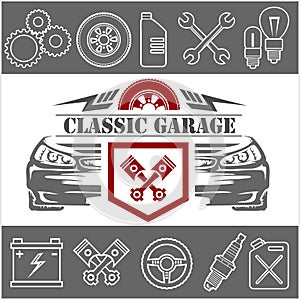 Auto repair Icons and service logo