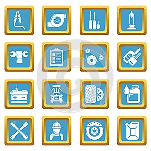 Auto repair icons set sapphirine square vector photo