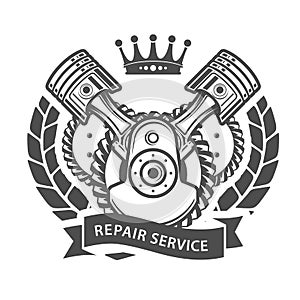 Auto repair service emblem - engine