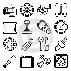 Auto Repair Service Icons Set on White Background. Vector