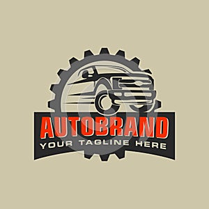 Auto repair service logo with badge, emblem, template