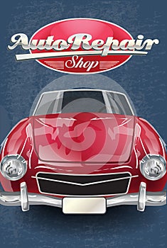 Auto repair shop retro poster