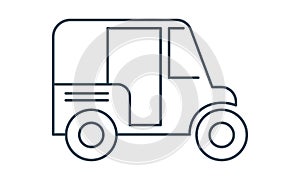 Auto rickshaw glyph icon. Tuk tuk. Silhouette symbol. Negative space. Vector isolated illustration