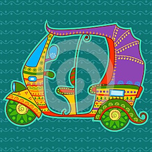 Auto rickshaw in Indian art style