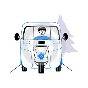 Auto rickshaw ride vector illustration in modern style