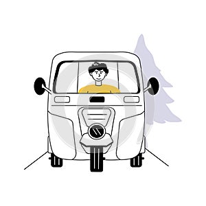 Auto rickshaw ride vector illustration in modern style