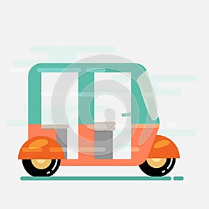 Auto rickshaw vector illustration in flat style