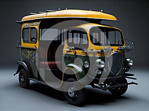 Auto Rickshaw on white background. Ai Generated