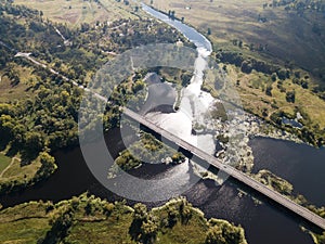 Auto road bridge over Desna river in Chernihiv region, Ukraine