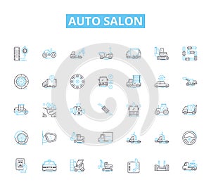Auto salon linear icons set. Luxury, Exotic, Performance, Classic, Modern, Custom, Tuned line vector and concept signs