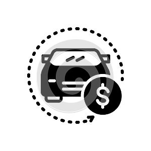 Black solid icon for Auto-save, money and insurance