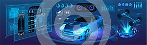 Auto service of the future, high-tech diagnostics car