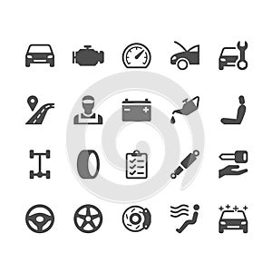 Auto service glyph icons