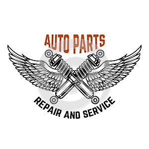 Auto service. Service station. Car repair. Design element for logo, label, emblem, sign.