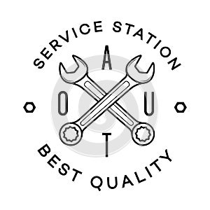 Auto service station vector label