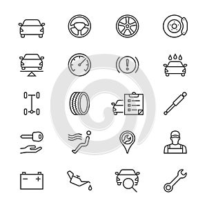 Auto service thin icons