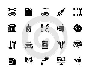 Auto service vector silhouette icons set. Isolated icon collection Service station on white background. Car service symbol vector