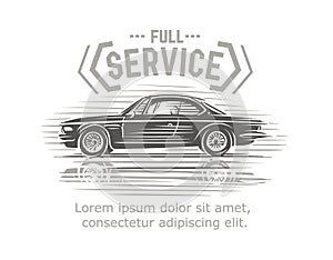 Auto services poster/card/logo template. Vector.