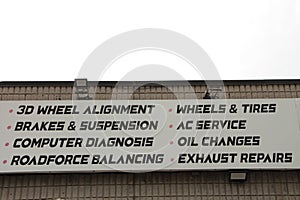 auto shop sign listing services - 3d wheel alignment, brakes and suspension-
