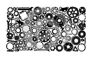 Auto spare parts and gears, background for your design