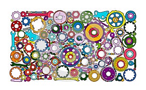 Auto spare parts and gears, background for your design