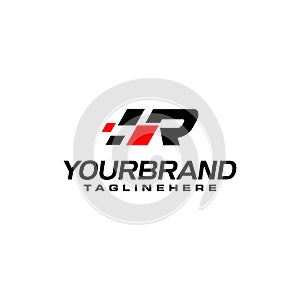 Auto speed letter R with race element logo template vector