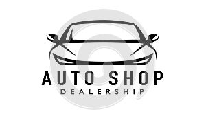 Auto sports car dealership logo with silhouette icon shape of a motor vehicle photo