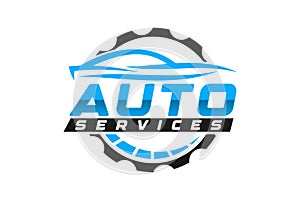 Auto style car logo design with concept sports vehicle icon silhouette