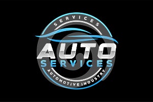 Auto style car logo design with concept sports vehicle icon silhouette