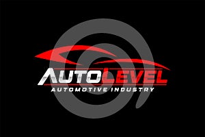 Auto style car logo design with concept sports vehicle icon silhouette