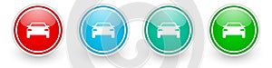 Auto, transport, transportation, car vector icons, colorful glossy buttons on white