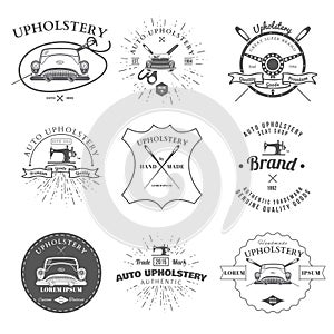 Auto Upholstery Vintage Badges and Labels Vector
