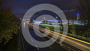 Autobahn A37 in Hannover at evening. Timelapse.